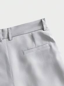 ESTAVOR 男士动物刺绣褶皱宽松休闲裤 - 淺灰色 - 查看 6