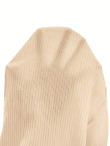 SHEIN Tween Girl Basic Casual Spring/Summer Knit Round Neck Fitted Butterfly Applique Dress - Apricot - View 6