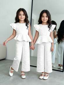 Mono asimétrico de diseño de moda para niñas preadolescentes - Blanco - Ver 3