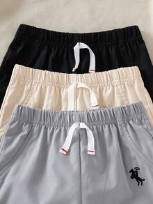 SHEIN Playful Pals 男婴日常休闲刺绣图案夏季旅行短裤 - 彩色 - 查看 6