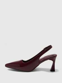 CUCCOO BIZCHIC Women Shoes Pointed Stiletto Burgundy Fashion Simple Basic Daily Versatile Commute To Work Shopping Women's High Heels Shoes Rear Strap Slingback Shoes Women's Shoes - Burgundy - View 10