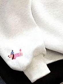 Resyla 女士休闲套头卫衣，饰有小狗字母印花，适合日常穿着，秋冬季百搭单品 - 彩色 - 查看 3