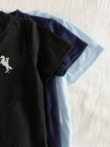 Souflis Souflis 3件装男婴纯色简约短袖T恤，黑色、白色、炭灰色，时尚百搭，适合外出、休闲、运动、聚会等场合。 - 彩色 - 查看 4