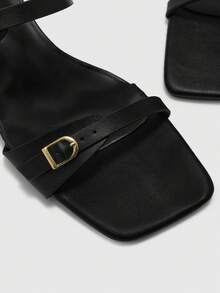 CUCCOO BIZCHIC Spring And Summer New Outdoor Women's Black Square Toe Open-Toed High-Heeled Sandals Women's Stiletto French With Skirt Strappy Sandals - Black - View 8