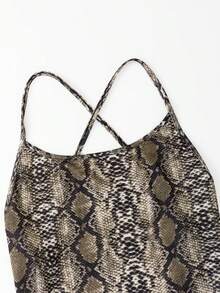 Zyxie Bộ đồ liền thân hở lưng in họa tiết da rắn thời trang gợi cảm dành cho nữ - Nhiều màu - Xem 3