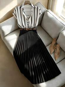 GlowEve CURVE Women's Elegant Black & White Slimming & Graceful Two Pieces Suit, Suitable For Commuting And Casual Wear - Multicolor - View 1