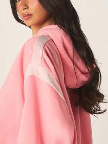 Missguided x Playboy Women's Contrast Stripe Detail Hoodie With Drawstring Hood Casual Oversized Pullover Sweatshirt For Spring Fall Winter Layering - Pink - View 6