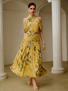 ZEYLAH Kleid mit Krawattenkragen, floralem Muster, elegant und romantisch, Urlaubsstimmung, Frühling/Sommer - Verschiedenfarbig - Übersicht 4