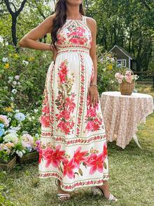 SHEIN 孕妇度假休闲碎花吊带连衣裙 - 彩色 - 查看 4