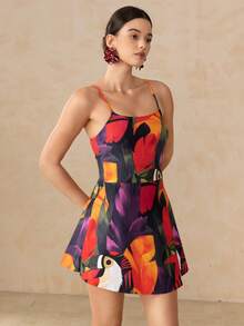 Bellisia Women's All-Over Print Backless Casual One-Piece Swimdress - Multicolor - View 6