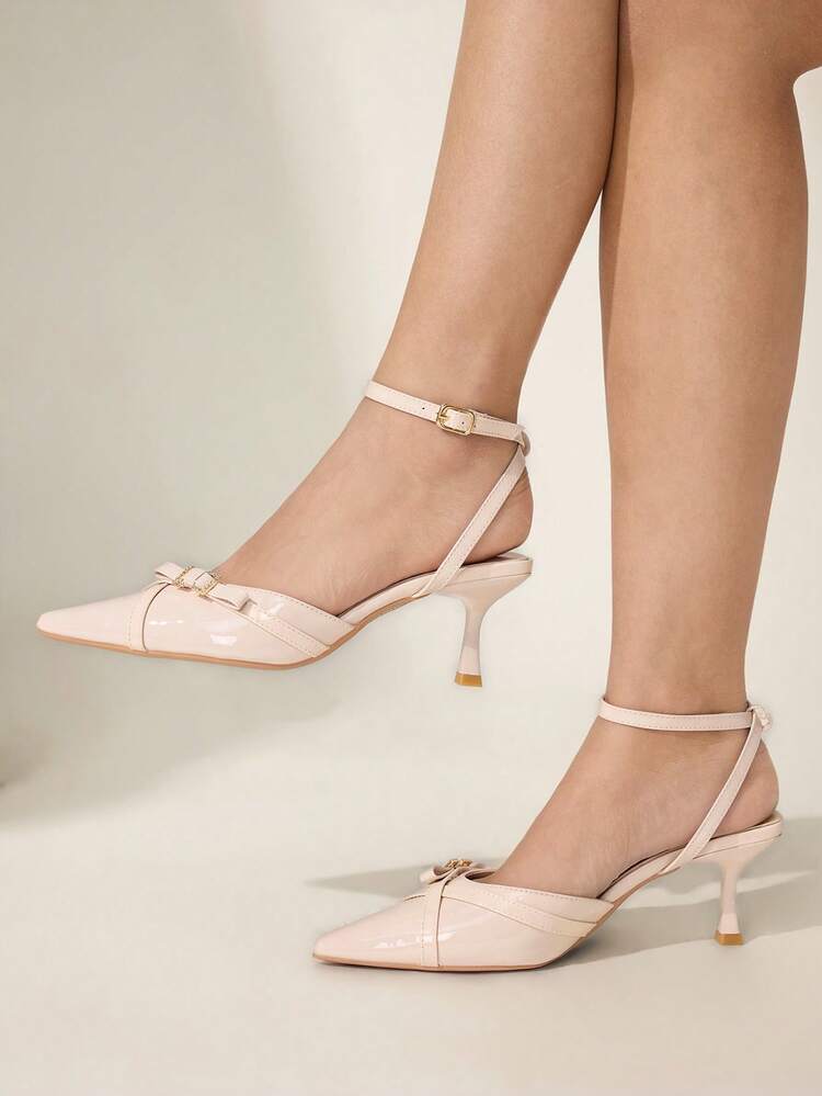 CUCCOO CHICEST Women's Elegant Commuter Buckle Decor Pointed Toe Pumps Valentine's Day Elegant Shoes