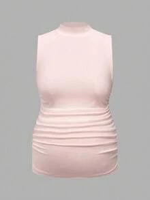 Modmama Maternity Solid Color Pleated Collar Fitted Casual Everyday Top - Multicolor - View 3