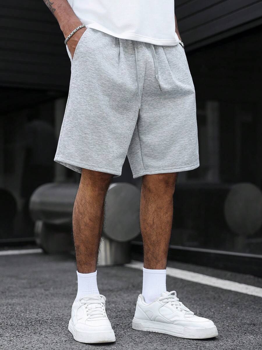 PAVTROS 年轻休闲褶裥贴袋灰色男士短裤 - 灰色 - 查看 1