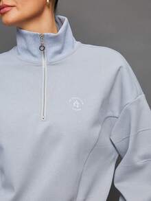 Activina Women's Dropped Shoulder Long Sleeve Golf & Tennis Sports Sweatshirt - Grey - View 7