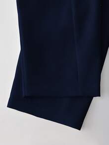 GlowEve CURVE 大码女式拼接优雅西装外套 + 直筒通勤裤 - 藏蓝色 - 查看 5