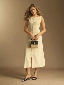 Rosivie Women's Buckle Design Fashion Daily Wear Slip-On High Heel Sandals - Black - View 5