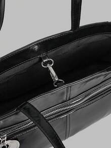 Ontre Women's Shoulder Bag, Zipper Large-Capacity Tote Bag. - Black - View 6