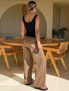 DAZY Colorful Button Decor Camisole Top & Ditsy Floral Pajama Pants Women Sleepwear Set - Black - View 2