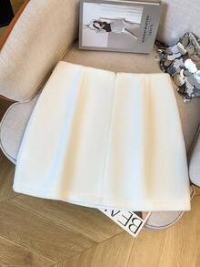 GlowEve Falda corta elegante con adornos de strass para mujeres - Beis - Ver 3