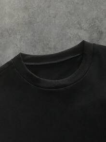 Manfinity VCAY Camiseta de manga corta con estampado gráfico, sudadera negra, camisa de diseño negro, suéter con estampado gráfico negro, suéter negro, sudadera para hombre - Multicolor - Ver 3