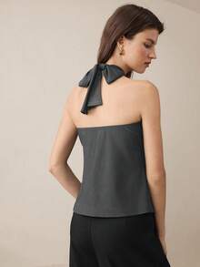 BizChic 女款金屬裝飾掛脖背心，開衩下擺，商務正式 Y2K 奢華通勤約會休閒運動鄉村風日常萬聖節返校派對生日婚禮賓客教堂特殊場合性感百搭夏秋度假辦公室出遊海灘聚會社交假日購物下午茶 - 灰色 - 查看 2