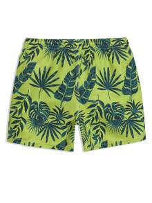 Horizaway 男士全印花弹力腰抽绳口袋休闲夏季沙滩裤 - 綠色 - 查看 4