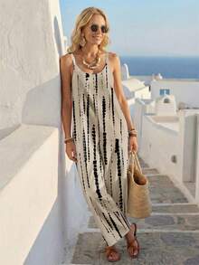 Faunlyn Women's Casual Tie-Dye Wide Leg Jumpsuit, Fashionable & Versatile, Spring/Summer - Multicolor - View 4