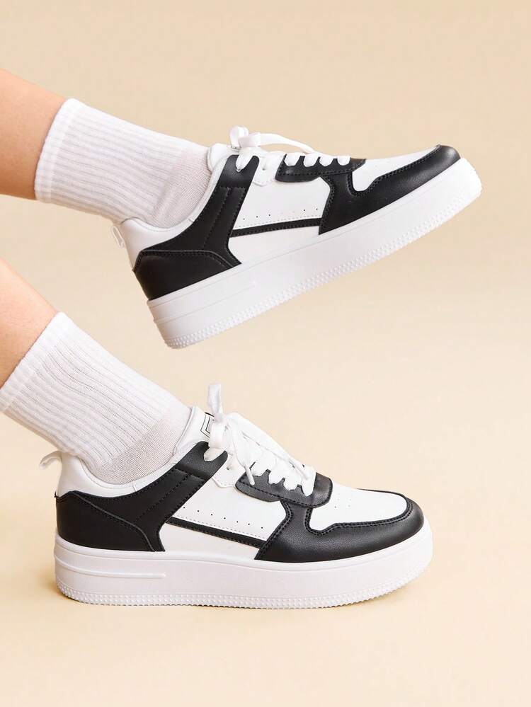 CUCCOO EASI Women's Fashionable Lace-Up Thick Sole Casual Shoes, Waterproof Platform Sneakers, Versatile For Spring & Autumn