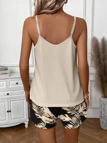 EMERY ROSE 2pcs Casual Minimalist Coconut Tree Print Pattern Women's Set, Suitable For Summer, Outings, Beach, Weddings, Birthdays, Parties, Travels, Carnivals, Music Festivals, Chic, Y2K - Multicolor - View 2