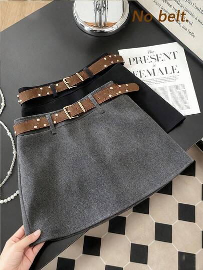 Franclia 女士纯色优雅A字裙（不含腰带）