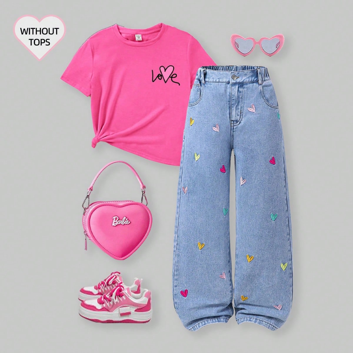 Pantalones vaqueros de pierna ancha de moda para adolescentes, nuevos pantalones rectos con diseño bordado de corazón, pantalones vaqueros holgados,