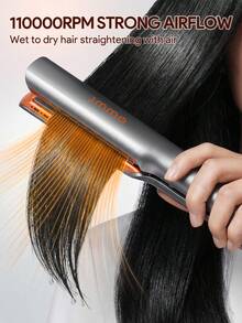 JMMO 2-In-1 Hair Straightener And Hair Dryer, Straightener With High-Speed Airflow + Rapid Heat-Up + Customizable Temperature & Auto Shut-Off + No Heat Damage-EU Plug - EU C Type Plug(220-240V) - View 2