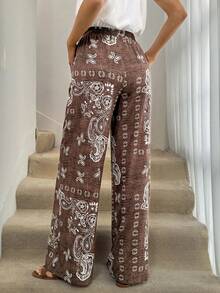 Easowa Women's Long Maxi Pants With Print, Straight Leg Trousers Suitable For Vacation, Casual Holiday, Music Festival, Daily Casual Wear, Spring/Summer Vacation/Boho/Sexy Boho Pants Wide Leg Summer Pants Palazzo Pants Women Wide Leg Pants - Multicolor - View 4