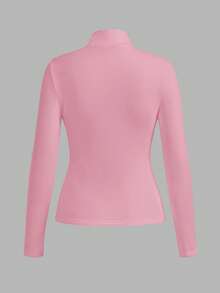 Fluxe 秋冬季基础款高领修身长袖纯色女式上衣，升级保暖内衬面料，时尚休闲舒适，百搭不臃肿 - 玫紅色 - 查看 6