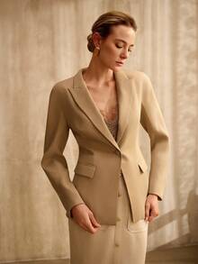 MOTF PREMIUM STRUCTURED LAPEL COLLAR BLAZER - Khaki - View 5
