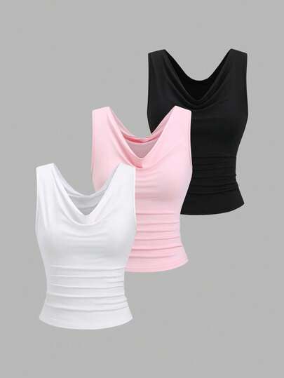 Sweetra Women's Scoop Neck Sleeveless Fitted Casual T-Shirt, Summer