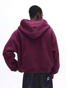 SUMWON 酒红色短款拉链连帽衫，饰有白色刺绣品牌标识，适合休闲街头风和叠穿。 - 中紫紅色 - 查看 2