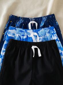 SHEIN Playful Pals Pantalones cortos casuales estampados para niños pequeños, adecuados para viajes y uso diario - Multicolor - Ver 6