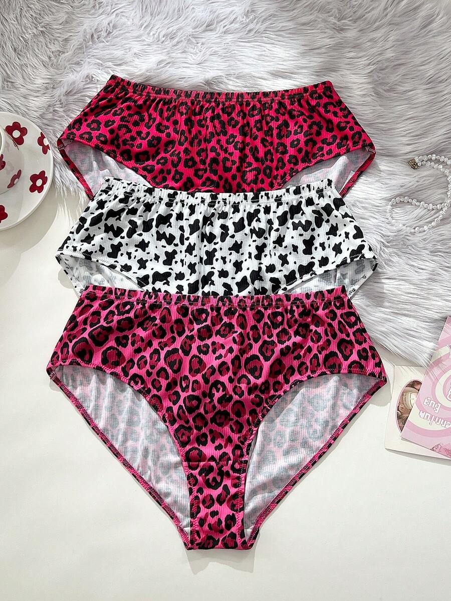 Bare Chapter 3条装女士高腰竖条纹豹纹三角裤 - 彩色 - 查看 1