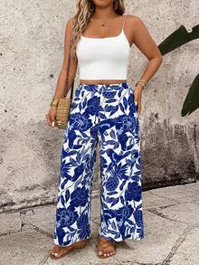 Breezaya 大码高腰印花休闲裤，简约风格，适合日常穿着，情人节款 - 彩色 - 查看 1