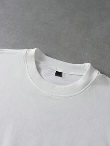 PAVTROS Men's Loose Crew Neck Short Sleeve T-Shirt, White, Minimalist Design With Rolled Hem - White - View 6