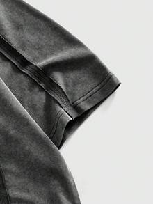 ROMWE MEN Essentials Áo thun nam phong cách retro cơ khí hiện đại, thường ngày, thích hợp cho việc đi làm - Xám - Xem 4