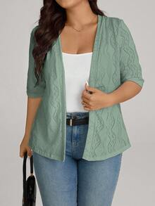 Comfylo Áo khoác cardigan dáng rộng dành cho nữ, chất liệu jacquard, kiểu dáng thường ngày, đa năng. - màu xanh lá - Xem 7