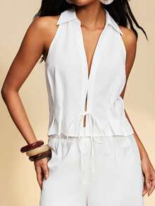 Travachic Women's Elegant White Summer 2 Pieces Set,Casual Vacation Holiday Camisole And Skirt Outfit,Boho Chic Beach Woven Bohemia Style Graduation Clothes - White - View 1