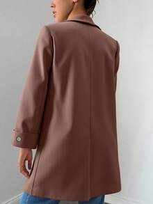 SHEIN Cottnline Ladies' Colorblock Lapel Collar Blazer - Brown - View 2