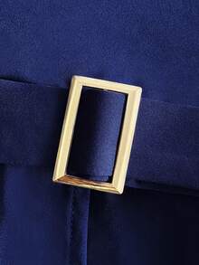 Franclia 无肩带露脐上衣，收腰设计，秋冬季迷人女士无肩带衬衫 - 藏蓝色 - 查看 3