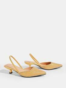 CUCCOO TILAWA 女士尖头猫跟中跟鞋，优雅简约，适合通勤、职场、约会、正式场合。 - 金色 - 查看 6