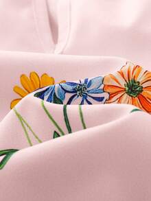 Newborn Baby Girl Cute Floral Pattern Ruffle Trim Loose Casual Dress Wildflower Dress Baby Puff Sleeve Baby Dress Baby Girl Floral Embroidery Dress Pink Baby Dress Baby Daisy Dress,Kids - Pink - View 7