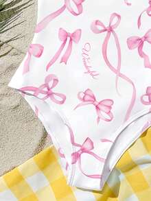 Traje de baño de una pieza minimalista y casual para niñas preadolescentes, adecuado para el verano - Multicolor - Ver 4