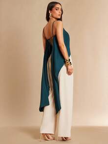 Silquee 纯色橄榄绿细肩带露背优雅性感成熟女士吊带背心，适合浪漫约会、郊游、海滩度假、通勤、新年、圣诞节、情人节、日常穿着。 - 墨綠色 - 查看 6